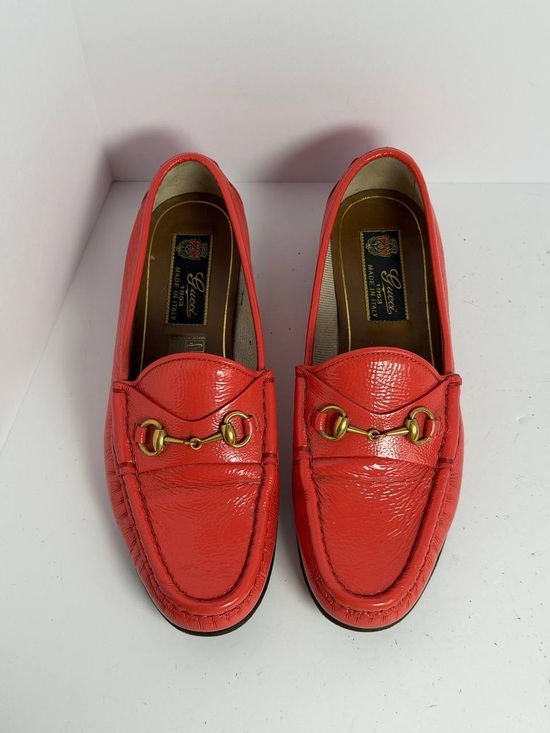 Gucci Shoes - Vintage Gucci Horsebit Vibrant Salmon Red Colored Leather Loafers Size 36